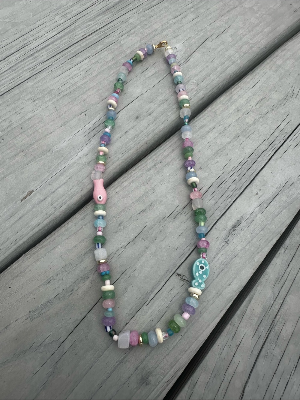 Handmade Multicolor Pastel Beaded Necklace - Women Jewelry